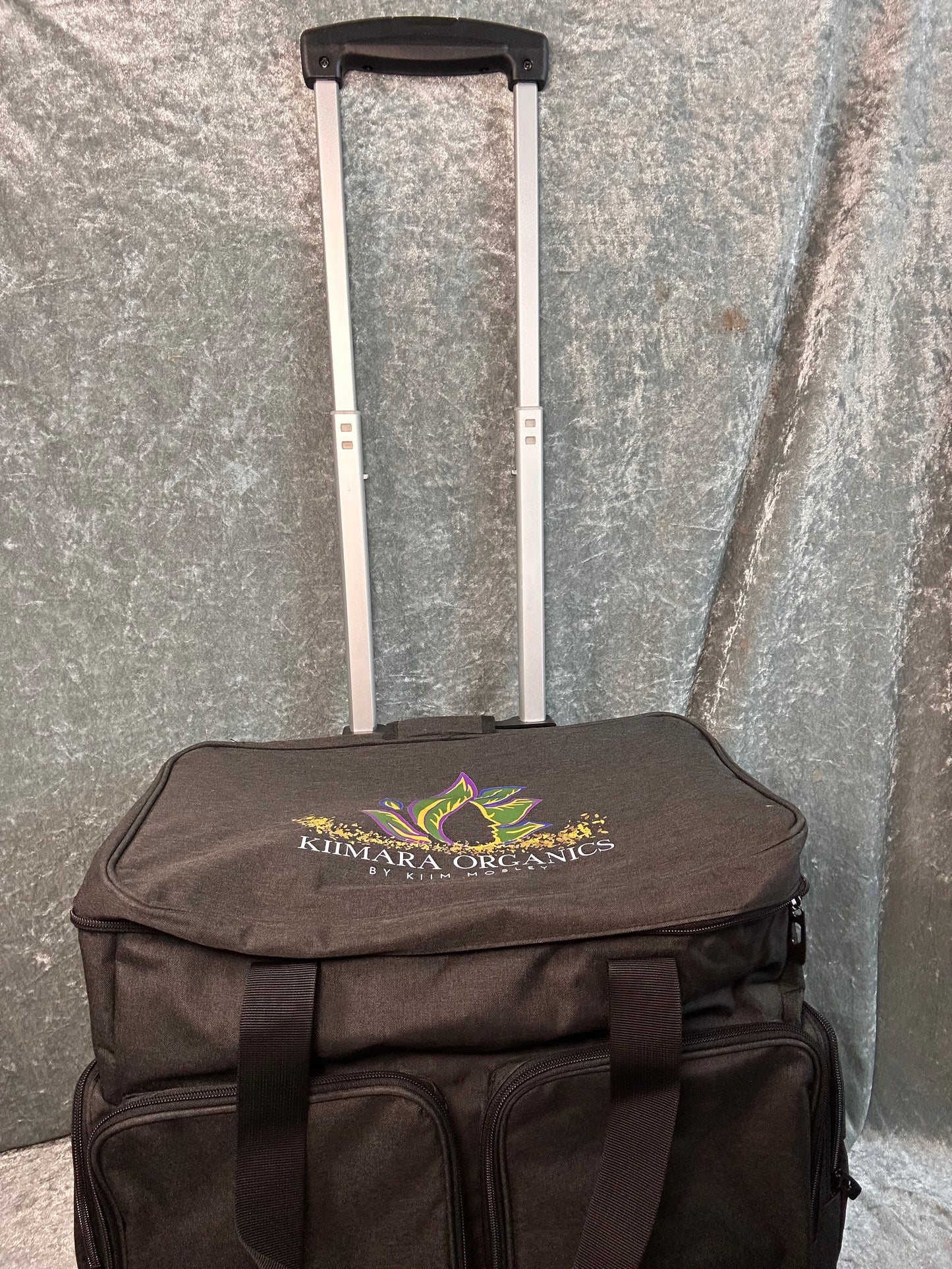 Kiimara Organics Tote and travel combo, CURMIO Rolling Teacher Tote Bag with Padded Laptop Compartment for up to 15.6 Inches Laptop, Wheeled Teacher Bag for Teaching, Office, Craft, Dark Grey