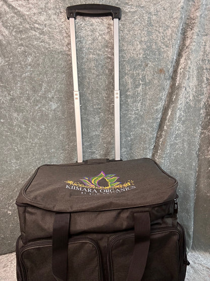 Kiimara Organics Tote and travel combo, CURMIO Rolling Teacher Tote Bag with Padded Laptop Compartment for up to 15.6 Inches Laptop, Wheeled Teacher Bag for Teaching, Office, Craft, Dark Grey