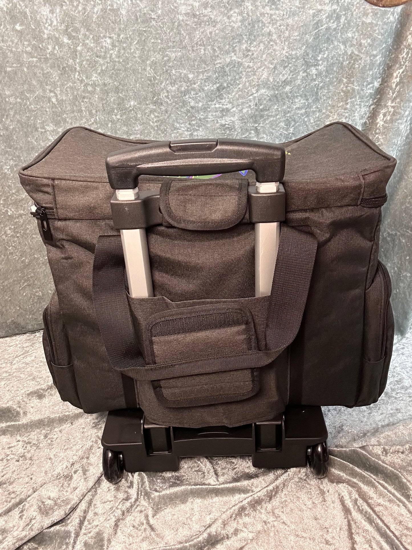 Kiimara Organics Tote and travel combo, CURMIO Rolling Teacher Tote Bag with Padded Laptop Compartment for up to 15.6 Inches Laptop, Wheeled Teacher Bag for Teaching, Office, Craft, Dark Grey